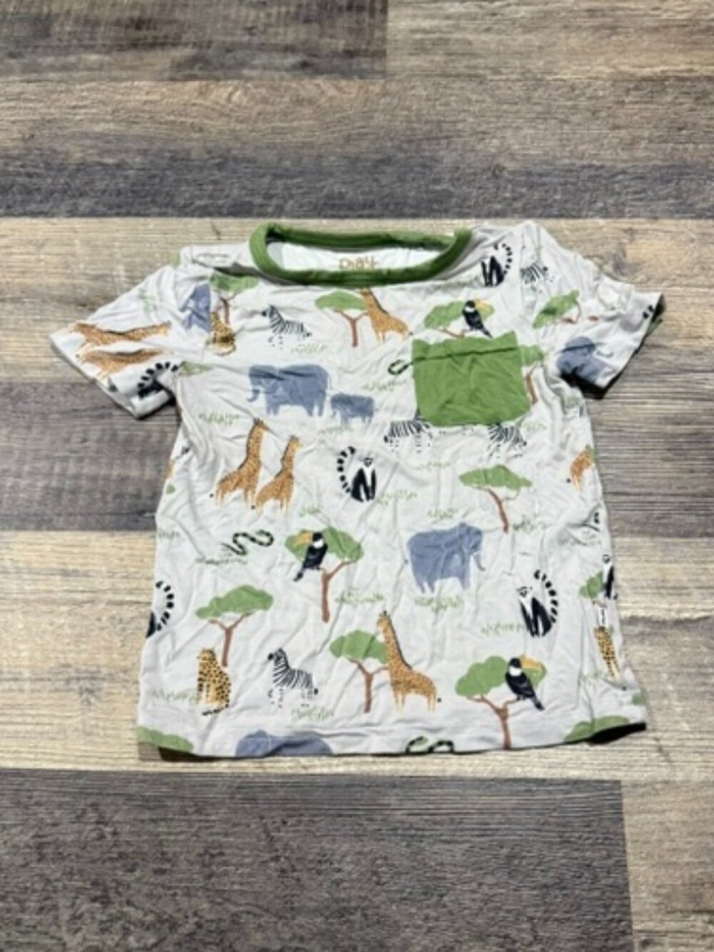 Little Sleepies Relaxed Pocket Tee Size 2T Stars Safari Print